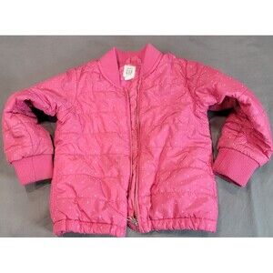 GAP Kids Girls Pink Polka Dot Puffer Jacket Size 4Y Zip Front